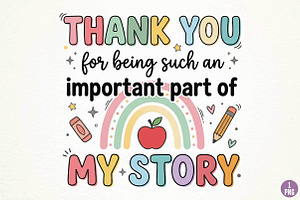 Thank You Teacher Sublimation PNG, a Seasonal Illustration by DreamPrint404