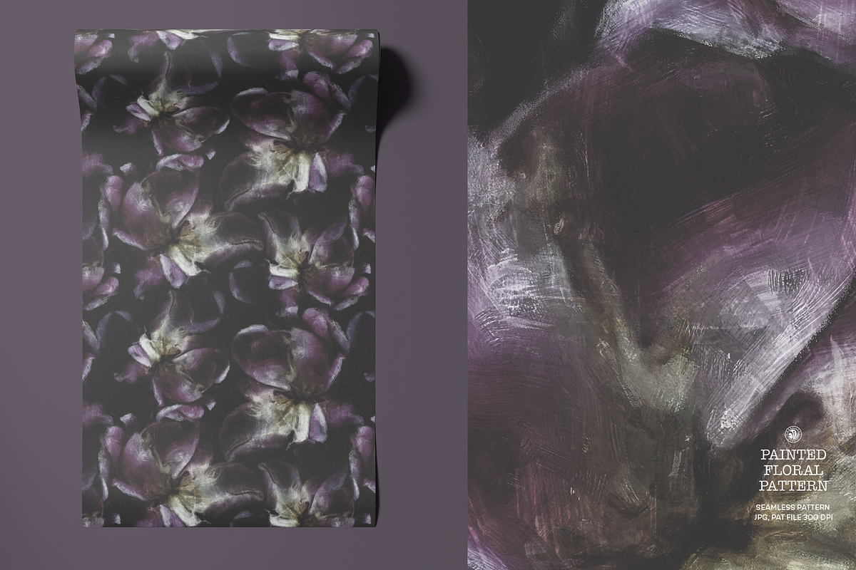 Dark Painted Floral Wallpaper, a Wallpaper Graphic by Webvilla Studio (Photo 3 of 7)