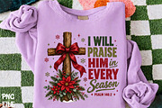 Praise Him Every Season Cross PNG, a Seasonal Illustration by CrexoraLab (Thumbnail 1 of 4)