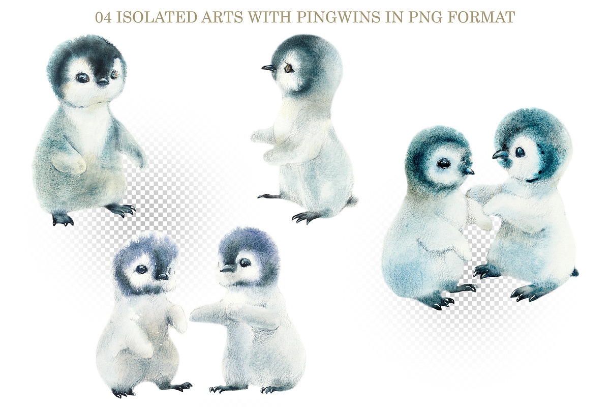 Watercolor Pingwins, an Animal Illustration by Budogoshch (Photo 2 of 6)