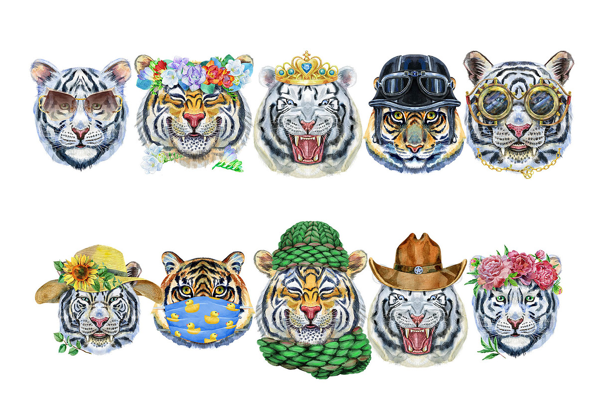 Watercolor borders from tigers, an Animal Illustration by Watercolor fantasy (Photo 6 of 7)