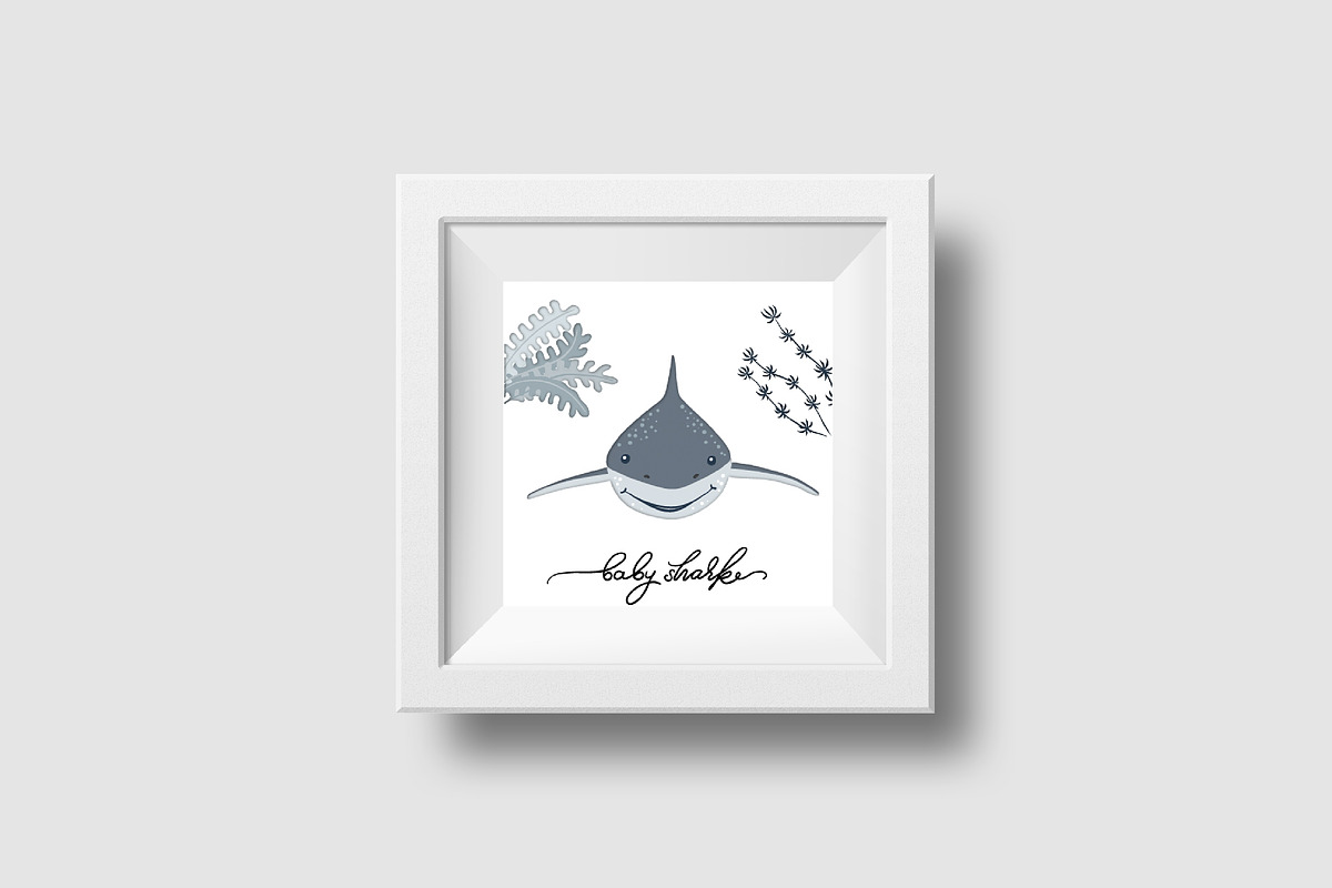 Baby shark clip-art, undersea world, an Object Graphic by KupalinaArt (Photo 4 of 5)