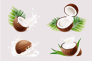 Coconut milk splash. 3d realistic, a Food Illustration by Stock-Smart-Start