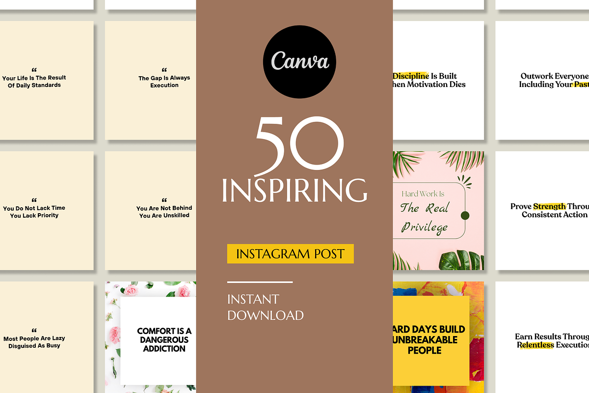 50 Inspiring Instagram Template, a Social Media Template by RB Boutique (Photo 1 of 10)
