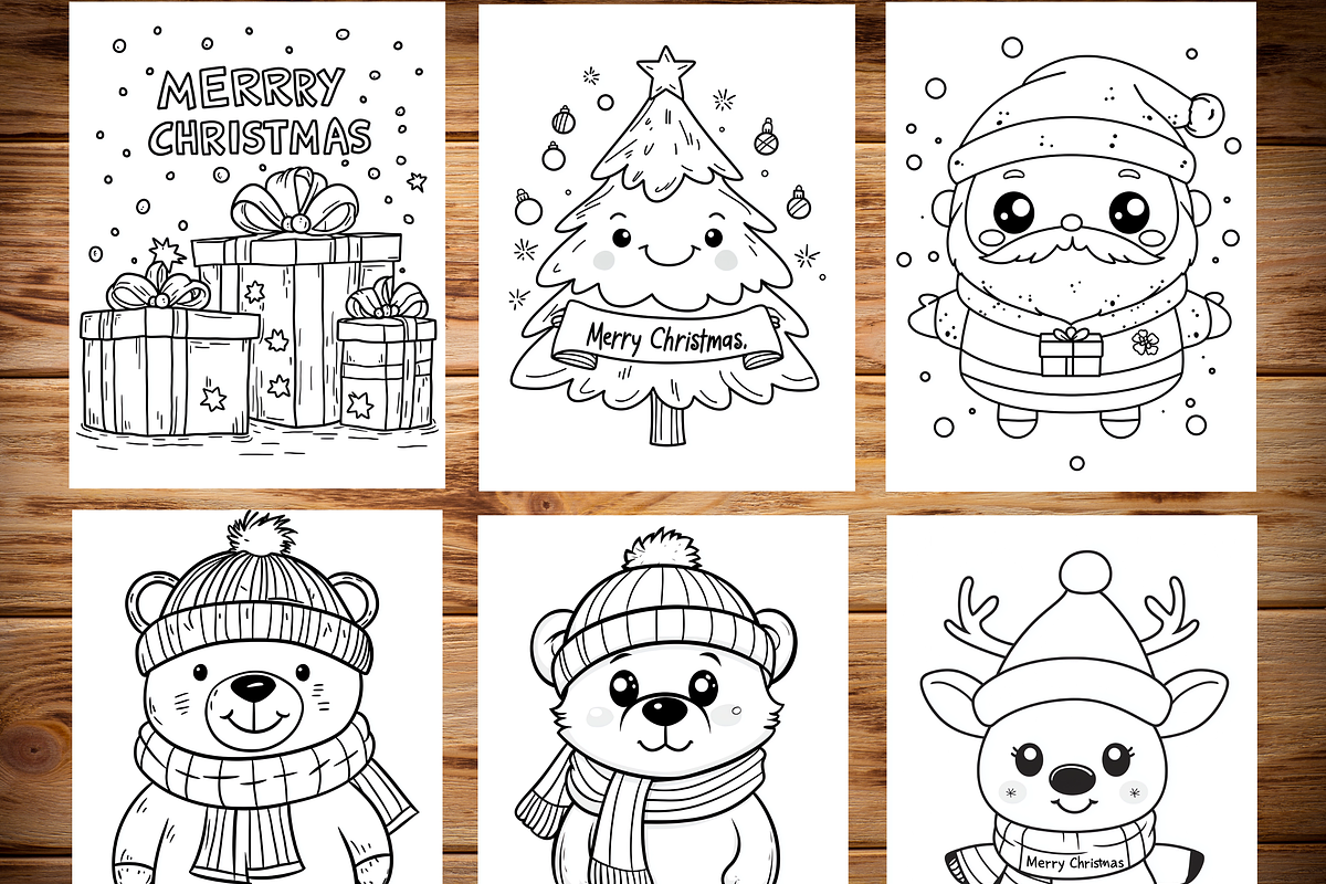 Christmas Coloring Pages for Kids, a Brochure Template by LA Design (Photo 2 of 10)