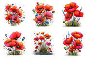 Spring meadow poppies clipart, an Illustration by SinaCreation (Thumbnail 5 of 11)