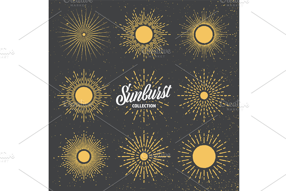 Vintage sunburst, sunset beams, an Illustration by 32pixels