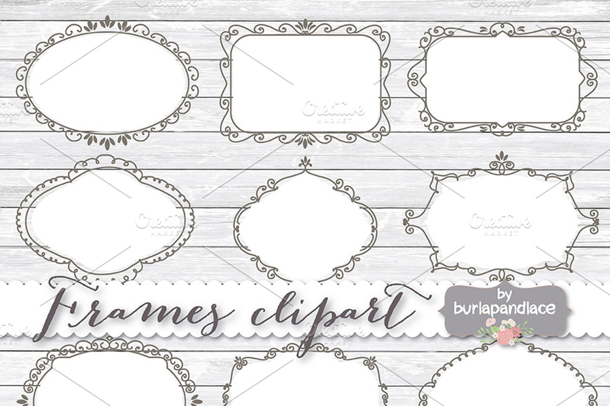 Vector Hand draw frames Clipart, an Illustration by burlapandlace