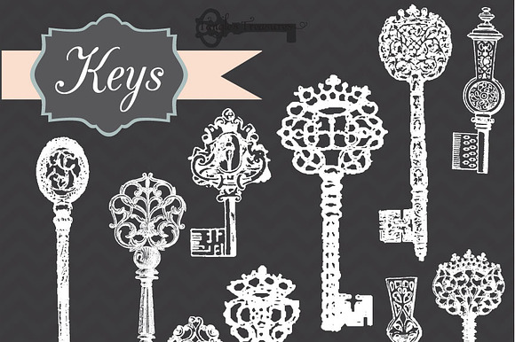 Vintage Chalkboard Keys Clipart preview 2