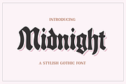 MIDNIGHT Stylish Gothic Font, a Blackletter Font by Blush Font Co. (Thumbnail 1 of 6)