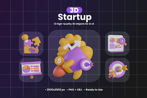 Startup 3D Icon Pack, an Object Graphic by Artnivora.Std