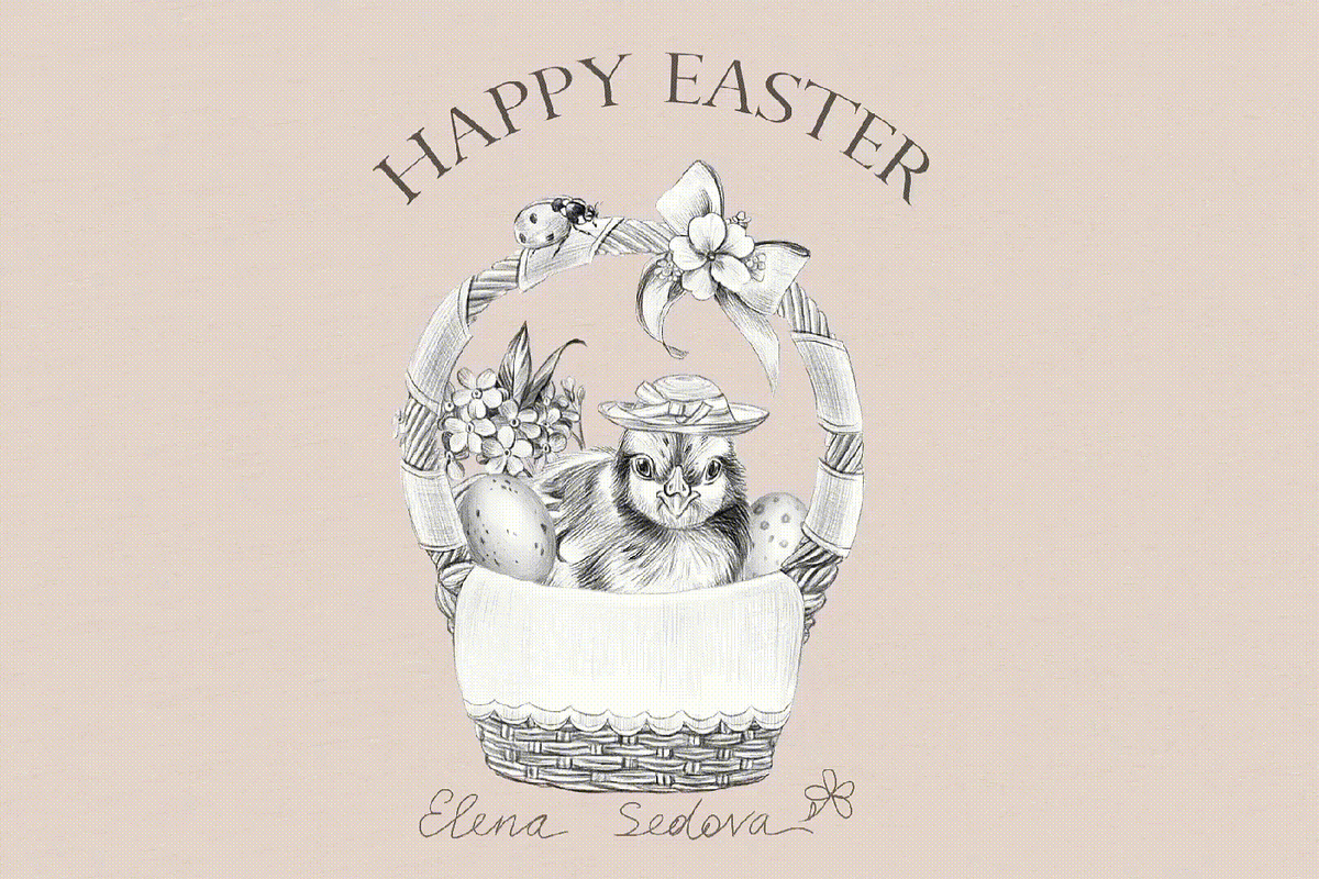 Happy Easter (cute animals), an Animal Illustration by Elena_Sedova (Photo 14 of 14)
