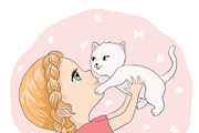 set with 32 cartoon girls-cute girls, an Animal Illustration by StudioLondon (Thumbnail 3 of 33)