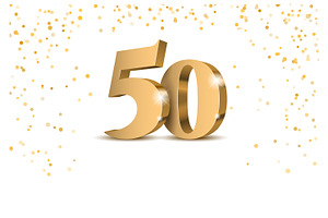 Anniversary 50. Gold 3d Numbers Card