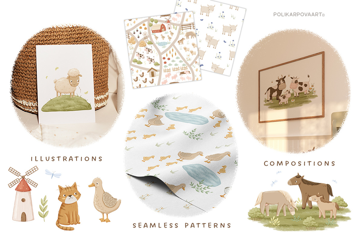 Family Farm animals baby collection, an Animal Illustration by polikarpovaart (Photo 2 of 14)