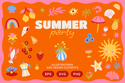 Summer. Vector illustrations, prints, a Graphic by venimo