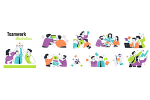 Office teamwork scenes. Work team, a Person Illustration by Stock-Smart-Start