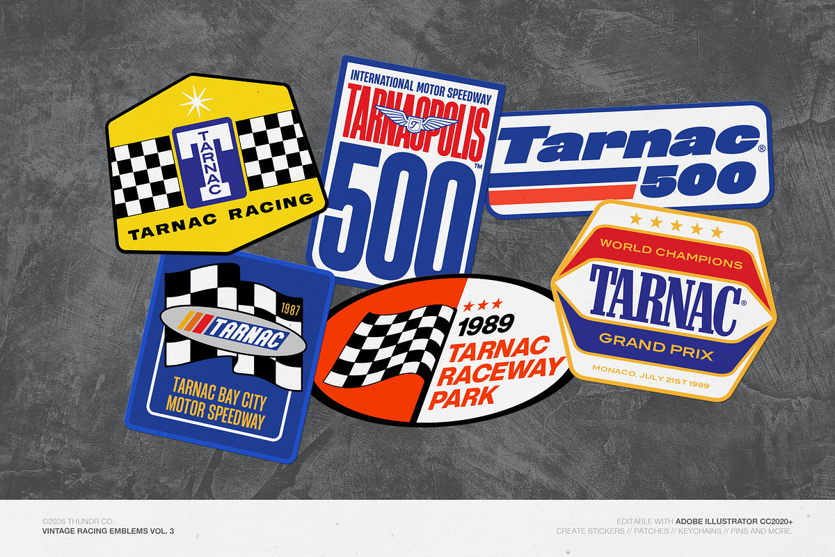 TARNAC | Vintage Racing Emblems v.3, an Object Graphic by Thundr Co.