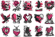 Gothic Valentine's Day Clipart, an Illustration by OK Design (Thumbnail 4 of 6)