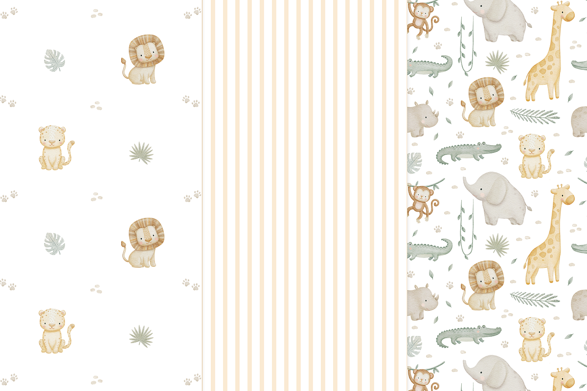 Jungle Safari Animals Watercolor Set, a Pattern Graphic by tetiartline (Photo 9 of 10)