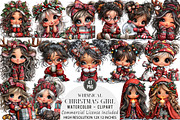 Whimsical Christmas Girl Clipart, an Illustration by DreamArtGraphic (Thumbnail 1 of 5)