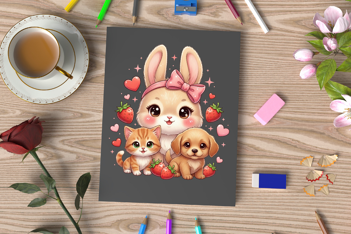 Sweet Bunny, Kitten, Puppy, Love, an Illustration by Designking (Photo 2 of 4)