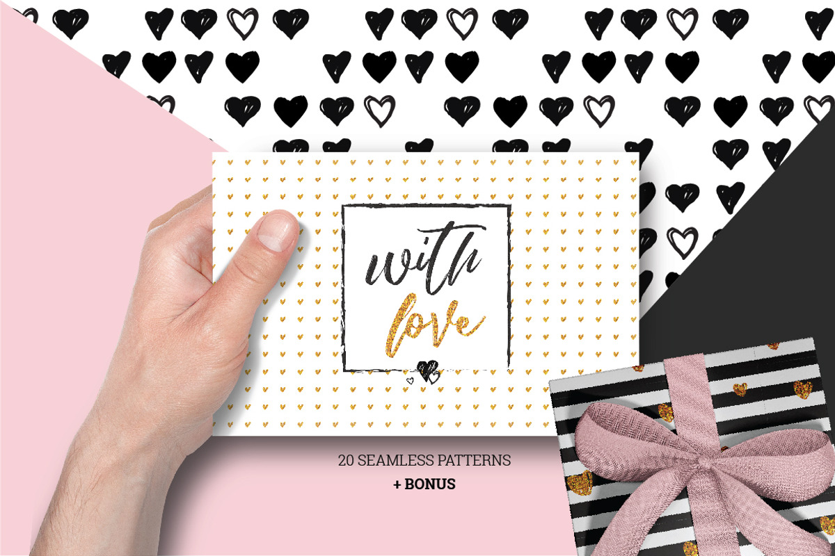 WITH LOVE- 20 seamless patterns, a Background Graphic by jenny lipets (Photo 1 of 9)