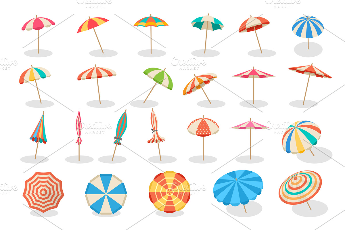 Umbrellas. Colored different views, an Object Illustration by Onyx