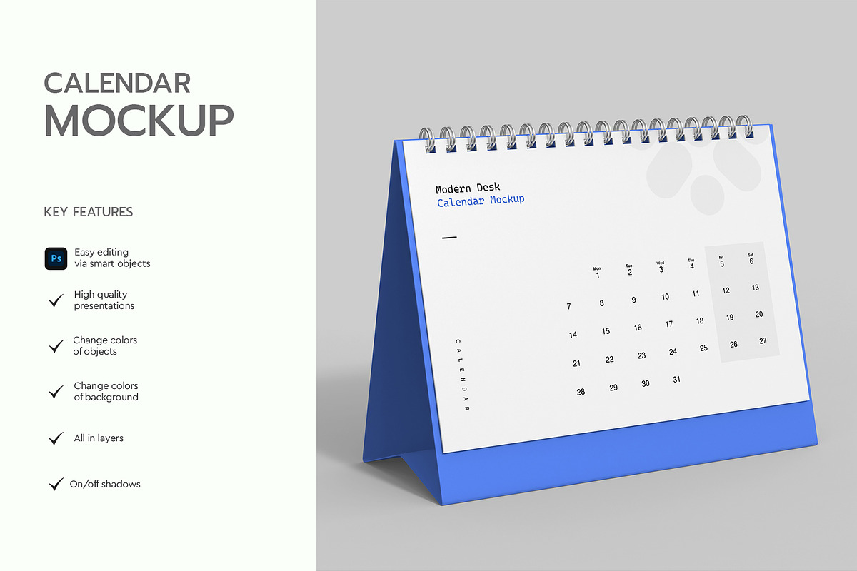 Modern Desk Calendar Mockup, a Product Mockup by graphypix (Photo 2 of 4)