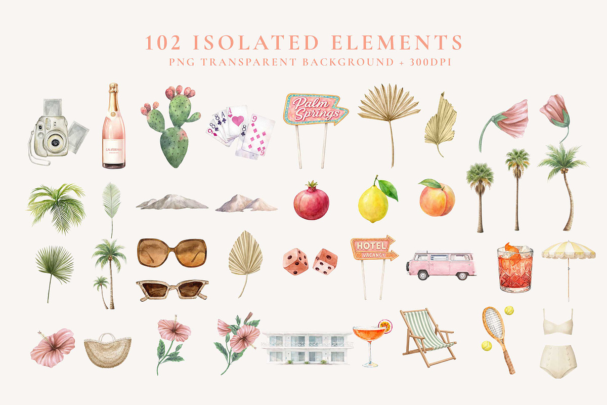 Palm Springs Watercolor Collection, a Graphic by Paper Flowers Studio (Photo 4 of 8)