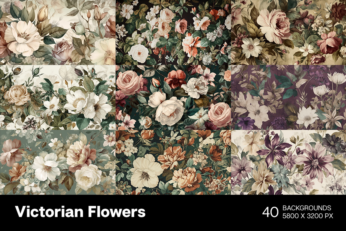 Victorian Flowers. 40 images, a Decorative Illustration by Handmadefont (Photo 5 of 11)