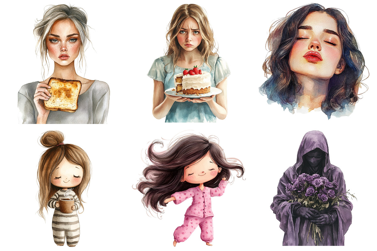 Sassy Woman Watercolor Clipart, an Illustration by Daily.Designs (Photo 2 of 5)