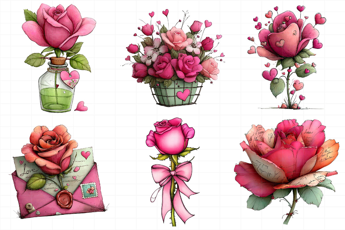 Romantic Roses Valentine's Day Clipa, an Illustration by Daily.Designs (Photo 4 of 5)