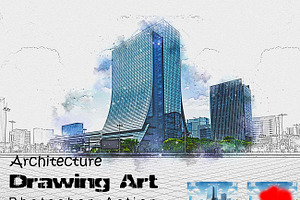 Architecture Drawing Art Ps Action, a Brushes & More by Studio Retouch