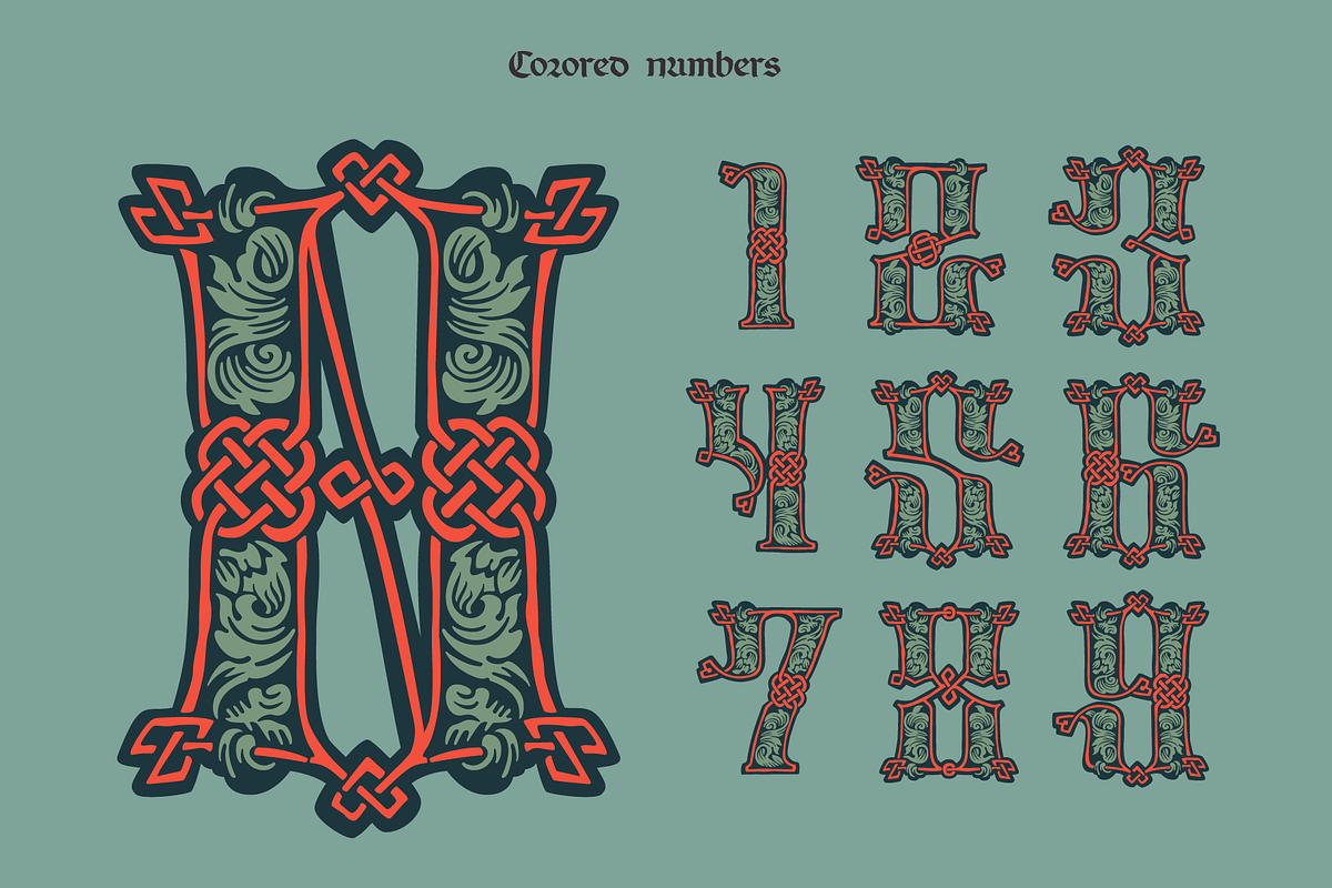 Medieval Knots Drop caps font, a Blackletter Font by kaer_shop (Photo 4 of 9)