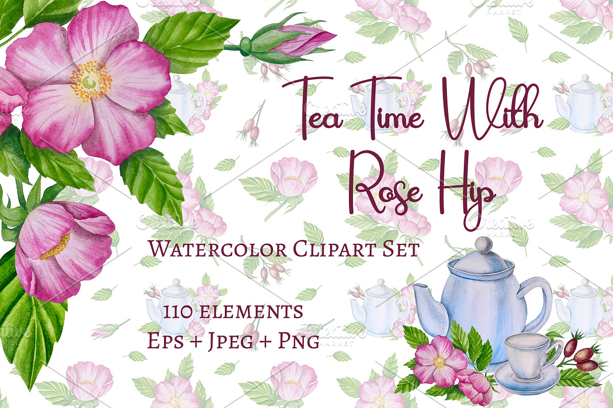 Tea Time Clipart, a Decorative Illustration by Milla_Zelenyuk_art (Photo 1 of 6)
