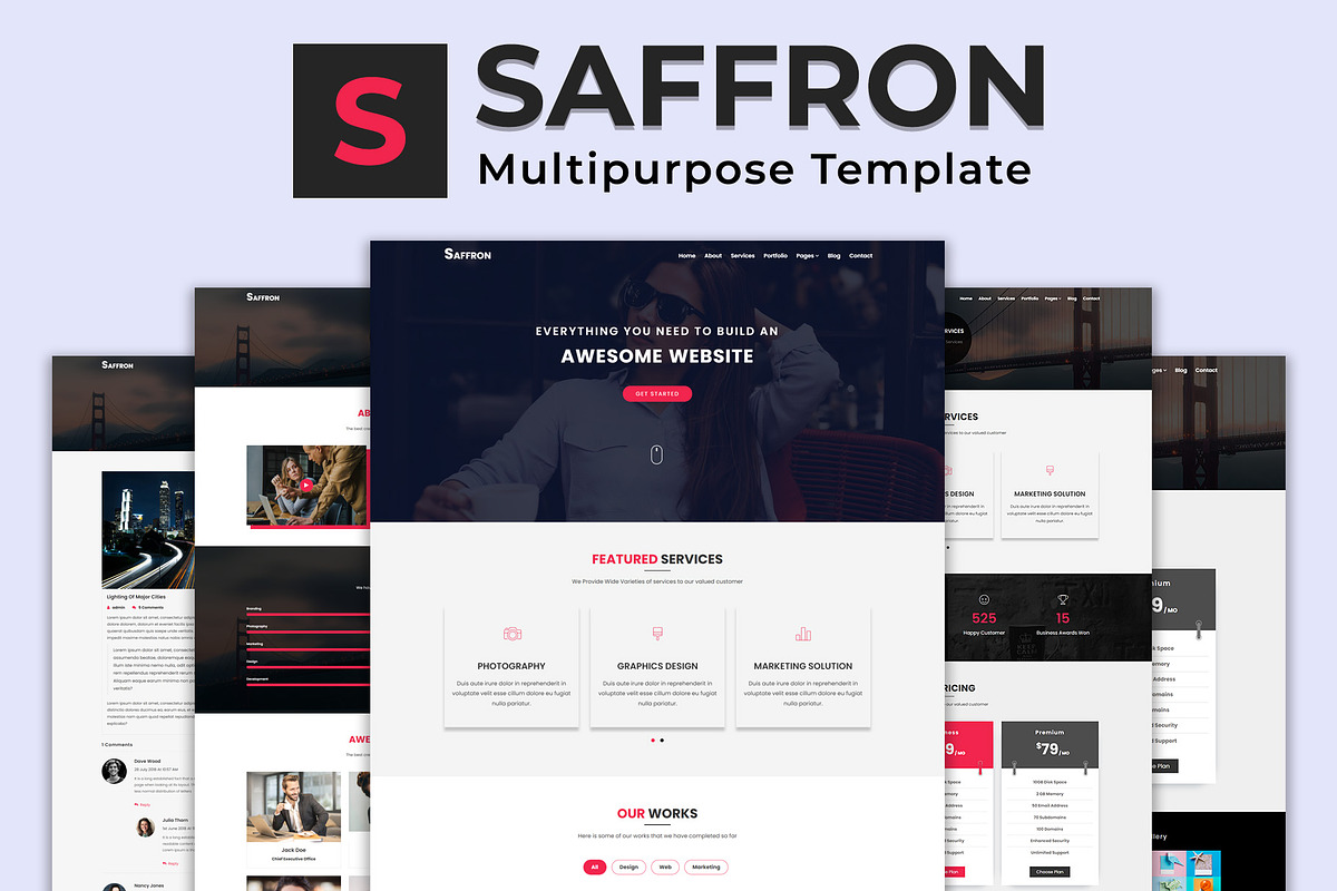 Saffron - MultiPurpose HTML Template, a Bootstrap Template by nandinigraphics