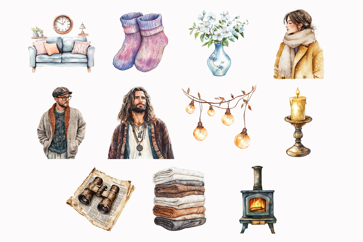 Watercolor Lighthouse Keeper Clipart, an Illustration by Design Market (Photo 4 of 4)