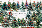 Vintage Christmas Trees Clipart, an Illustration by Designworld (Thumbnail 1 of 5)