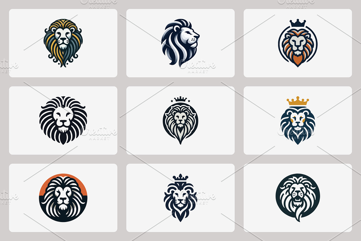 Modern Lion Mascot Logo Bundle, a Branding & Logo Template by Vectorium Studio (Photo 2 of 21)