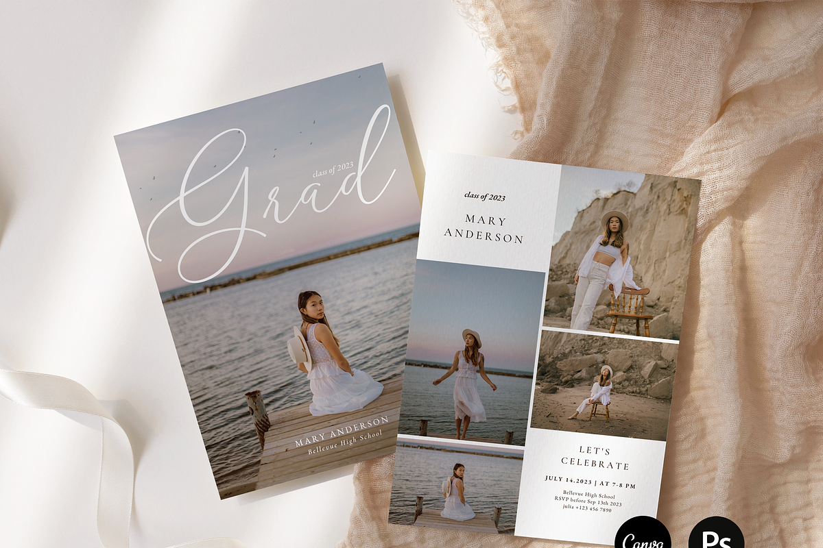 Graduation Card PSD Canva G379, a Card Template by Salsal Design (Photo 2 of 10)