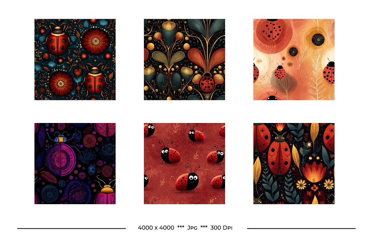 Ladybug Retro Art Style Patterns, a Pattern Graphic by karenfoleyphoto (Photo 3 of 11)