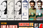 Vector Line & Pencil Sketch FX, an Action Add-On by Studio Retouch (Thumbnail 1 of 14)