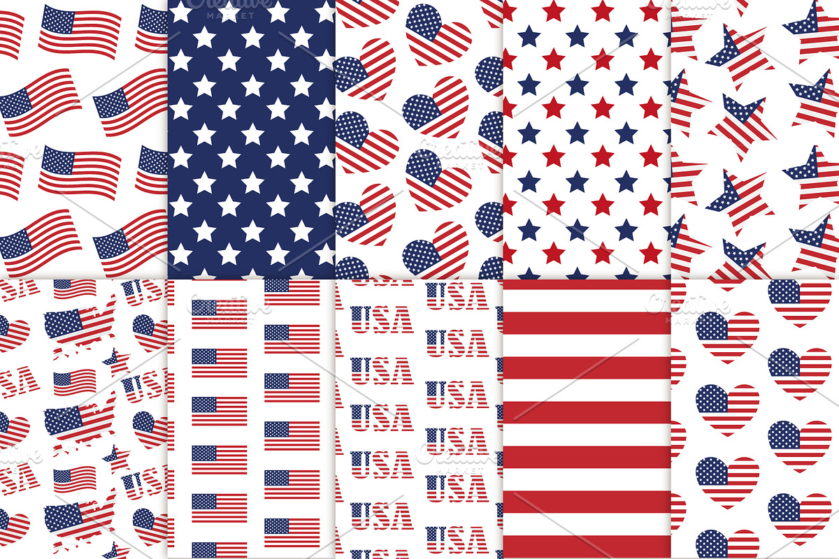 American USA flag patterns set, a Pattern Graphic by Swetsol (Photo 2 of 9)