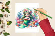 Cute Mermaid reading book Clipart, a Seasonal Illustration by Craft Nest (Thumbnail 2 of 5)