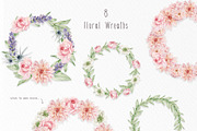 BlushPink Watercolor Floral Clipart, an Illustration by May • SHO (Thumbnail 10 of 15)