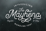 Mayhena Monoline Font, a Script Font by Arterfak Project (Thumbnail 1 of 12)