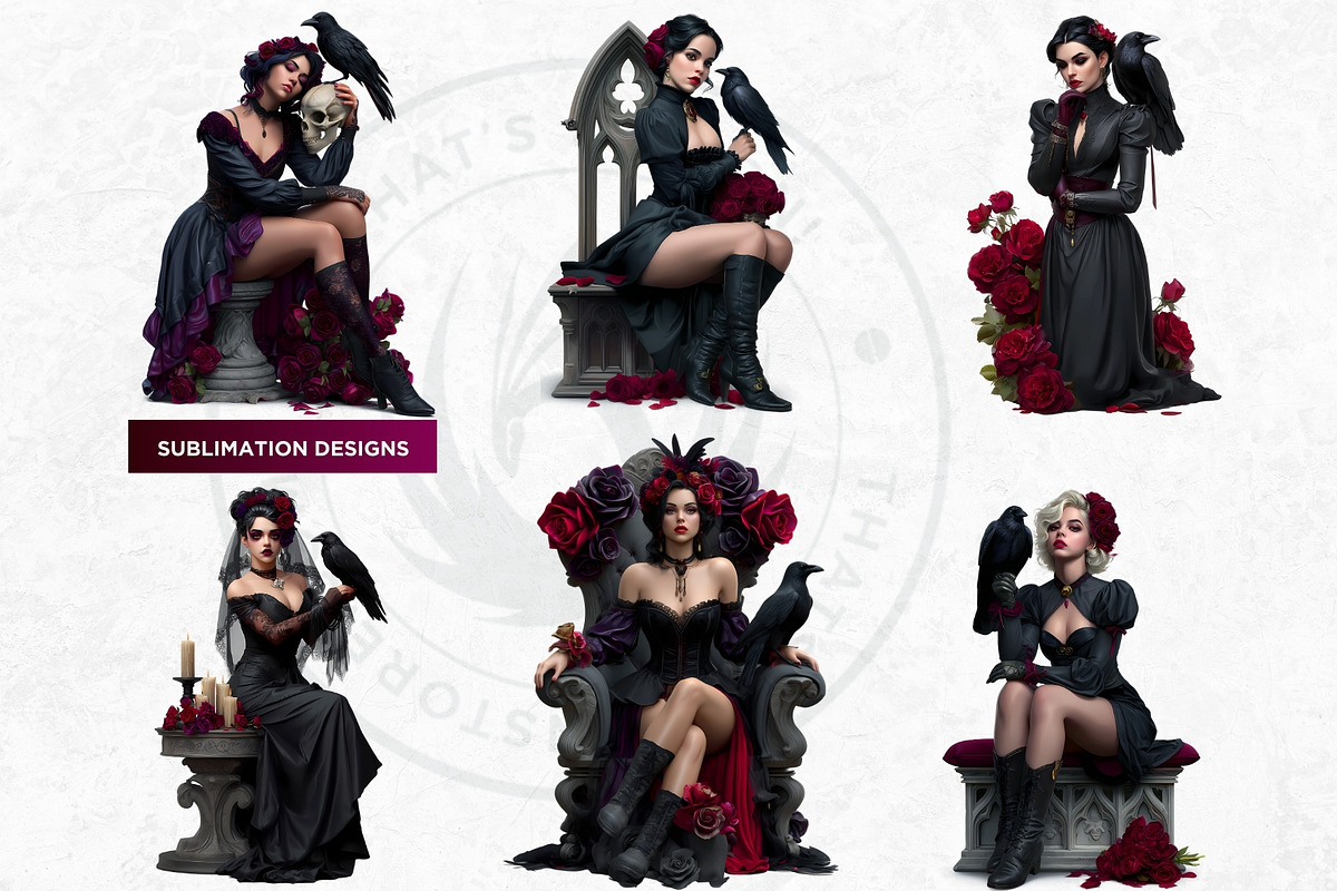 Gothic Girls with Raven Roses PNG, a Person Illustration by ThatsDesignArt (Photo 8 of 10)