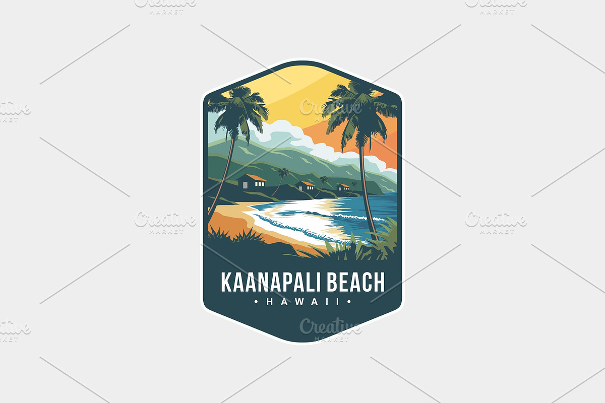 Kaanapali Beach Hawaiian patch logo, a Branding & Logo Template by swarnstudio