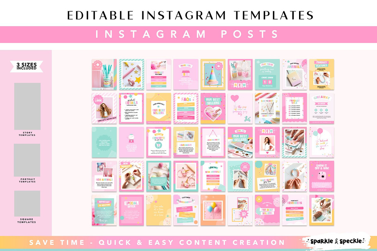 Colorful Party Instagram Templates, a Social Media Template by Sparkle & Speckle (Photo 2 of 7)